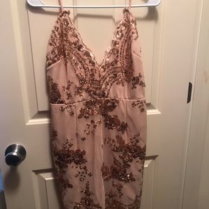 Formal dress-beige with embroidered sequins